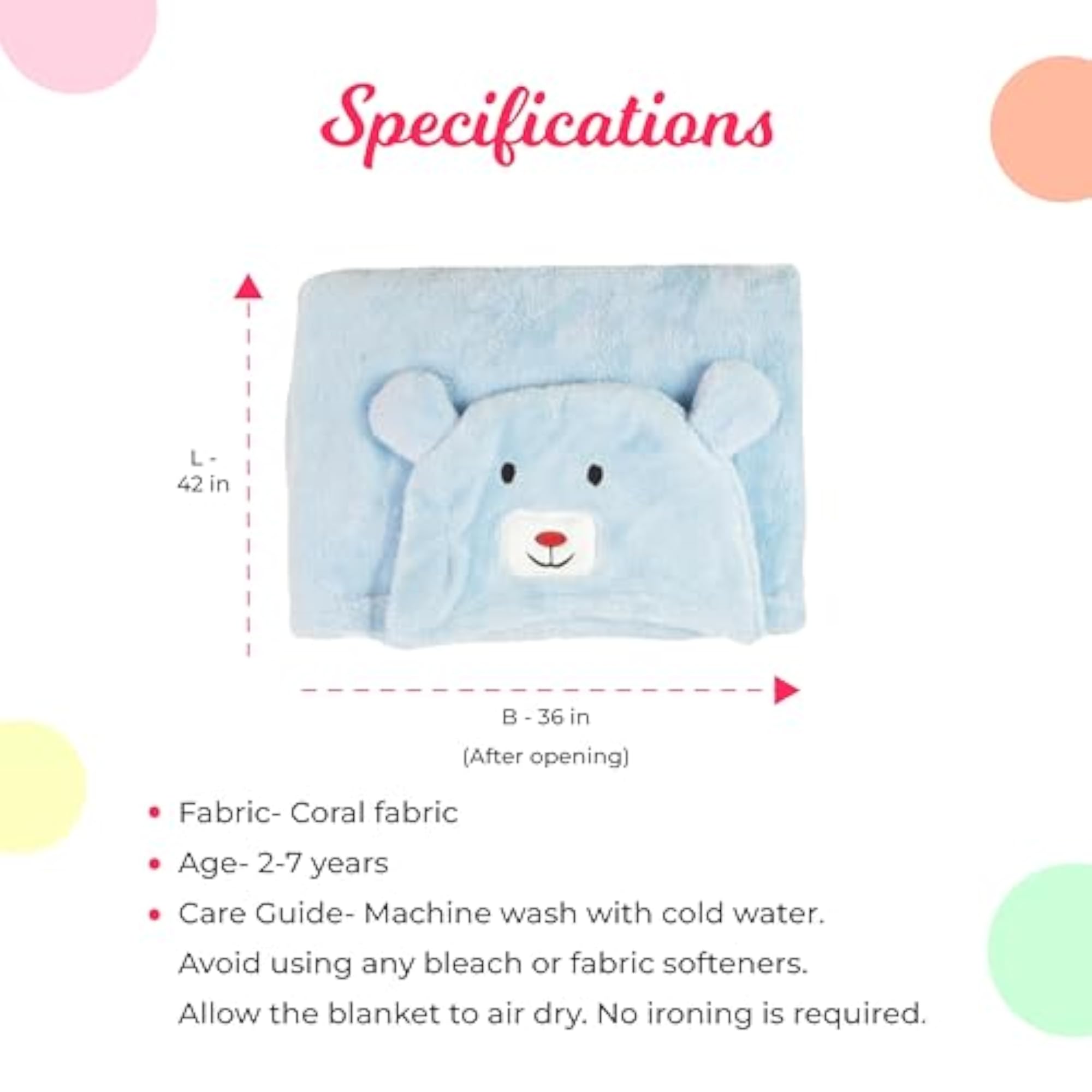 Baby Hooded Blanket in Premium Coral Fabric, Blue